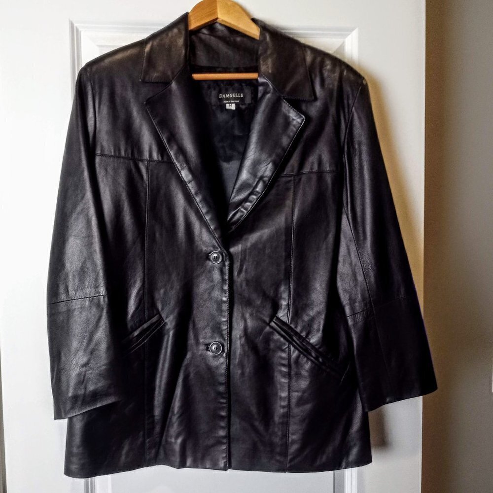 Damselle New York Classic Black Leather Jacket